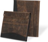 Pearlycase Deluxe Business Case pour iPad Pro 12.9 2020/ 2021/ 2022 - Étui livre en cuir véritable - Marron antique avec doublure noire