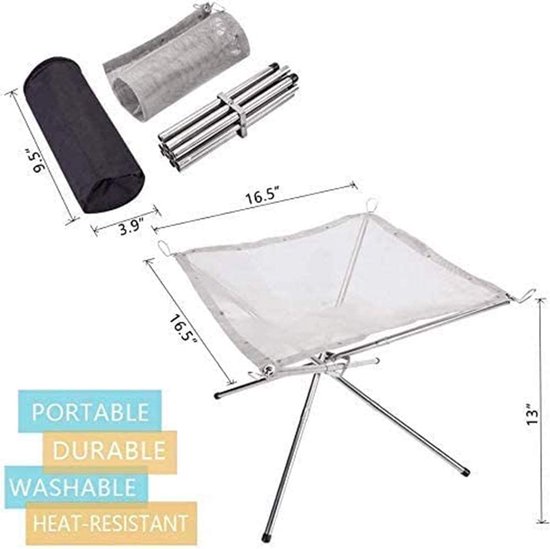 Outdoor Fire Pit 41cm Camping Fire Pit Opvouwbare Steel Mesh Fire Pit Fire Pit voor Camping Outdoor Patio Achtertuin en Tuin van OutDoor — afbeelding 4