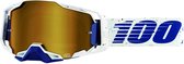 100% Armega Solis - Motocross Enduro BMX Downhill Bril Crossbril met Spiegellens - Blauw Wit