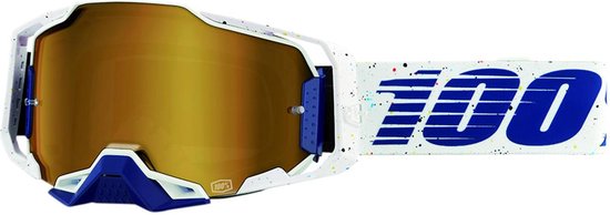 100% Armega Solis - Motocross Enduro BMX Downhill Bril Crossbril met Spiegellens - Blauw Wit