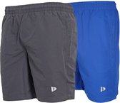 2-Pack Donnay Micro Fibre short - Sportbroek - Heren - Charcoal/Royal Blue - maat S