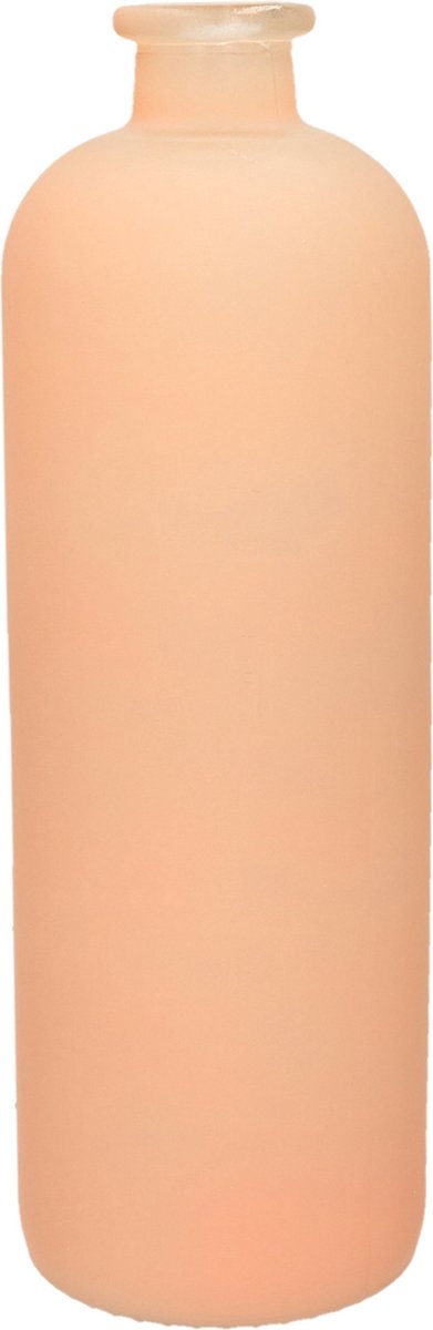 Jodeco Bloemenvaas Avignon - Fles model - glas - mat zalm roze - 33 x 11 cm Terracotta bruin