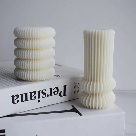 ZoeZo - Kaarsmal - Geribbeld - Pilaar kaars - Golvend - Geometrisch - Kaars mallen - Siliconen mal - Zelf kaarsen maken - Gips & epoxy gieten - Zeep maken