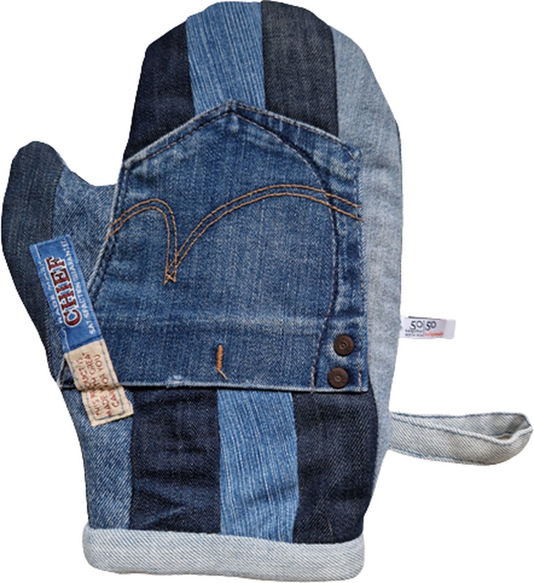 Toetie & Zo - Handgemaakte Ovenwant - Pannenlap - Spijkerstof - Denim - Ovenhandschoen