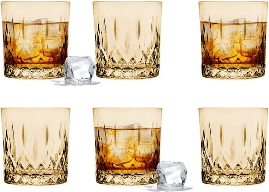 SLDHFE Whiskyglazen Set Van 2 - Bourbon & Scotch Glazen In Amber Kleur (8.5cm)