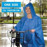 Poncho 130x100cm – Blauw - Regencape Volwassenen - Fietsregenkleding - Regencape - Regen Poncho's - Fietsponcho - Regenponcho's - Regenponcho Volwassenen - Regen Fietskleding - Poncho Regen - Regenponcho Fiets Dames & Heren