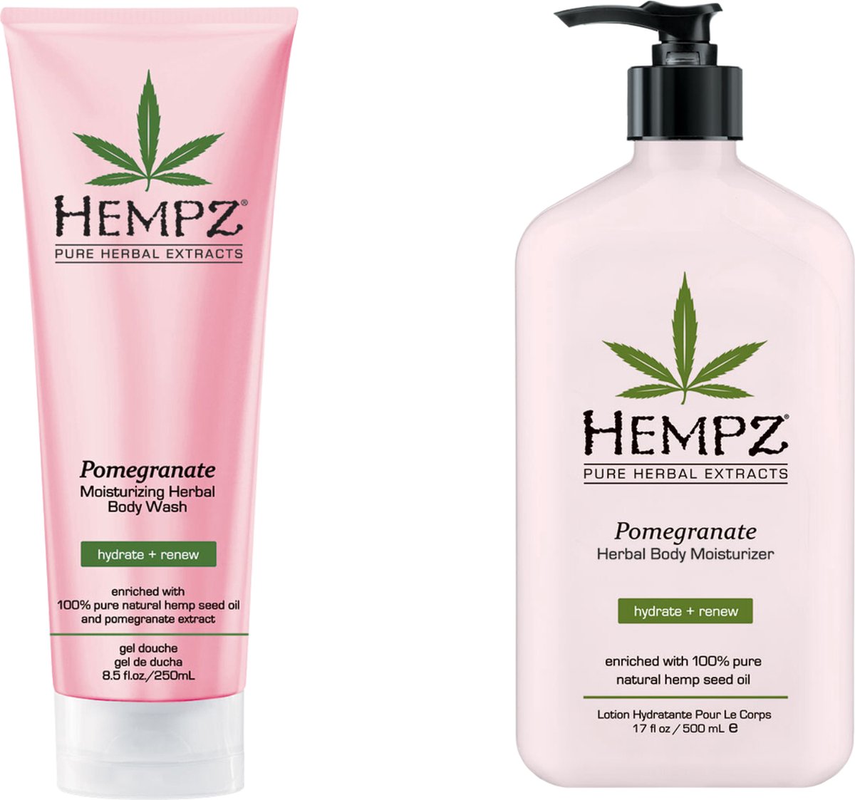 Hempz Pomegranate Herbal Body Moisturizer 500ml + Bodywash 250ml