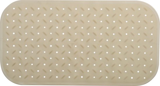 MSV Douche/bad anti-slip mat badkamer - rubber - beige - 36 x 65 cm - met zuignappen