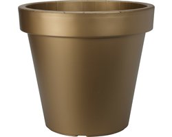 Pro Garden Plantenpot/bloempot Botanic Gold - Tuin buiten - kunststof - mat goud- Dia 50 cm - rond