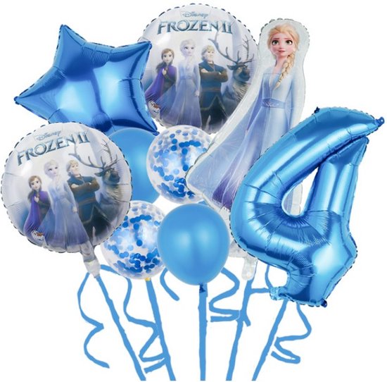 Frozen Ballonnen Set - Frozen Cijfer Ballon 4 Jaar - Frozen Ballon Vier Jaar - Verjaardagsballon Frozen - Frozen Verjaardag Versiering