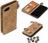 GranC - drukknopen wallet hoes - Geschikt voor iPhone SE (2022 / 2020) / 8 / 7 / 6(s) - taupe