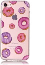 GadgetBay Transparante case donuts iPhone 7 8 SE 2020 hoesje - Paars Roze Doorzichtig