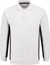 Tricorp Polo Sweater Bicolor Borstzak 302001 Wit / Donkergrijs - Maat XL