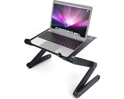 LifeBasis laptopstandaard Opvouwbaar Volledig verstelbare notebookstandaard Aluminiumlegering Draagbaar Bed Ontbijtblad Boekenstandaard voor Ultrabook Notebook tot 17 inch Zwart Multi-way