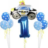 Voiture de police - Anniversaire : 1 an - Ballon aluminium - Ensemble de ballons de voiture - Thema Police - Fête d'enfants - Ballon de voiture - Décoration de Fête -