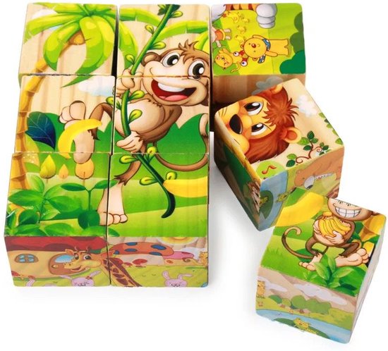 Puzzle - Puzzle 4 en 1 - Animaux de la jungle - Lion - Tigre - Singe -  Girafe - Jeux 