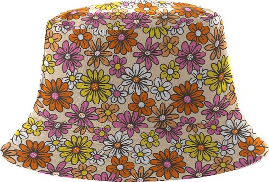 Bucket Hat - Vissershoedje - Hoedje - Heren - Dames - Flower - Bloemen - Bloemenprint - Festival accessoires - Reversible - 58 cm - multicolor