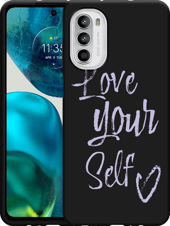 Cazy Hoesje Zwart geschikt voor Motorola Moto G52 Love Yourself