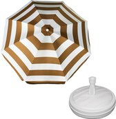 Parasol - Goud/wit - D120 cm - incl. draagtas - parasolvoet - 42 cm