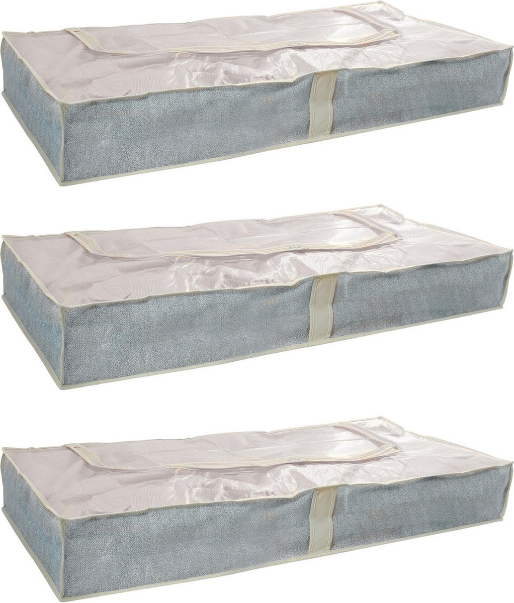 MSV opbergtas/beschermhoes beddengoed/kleding - 3x - voor onder bed - 109 x 46 x 15 cm