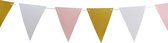 Guirlande de fête d'anniversaire - paillettes - papier - rose/doré/blanc - 6 m - fanions 25 points