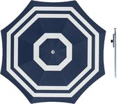 Parasol - Blauw/wit - D160 cm - incl. draagtas - parasolharing - 49 cm