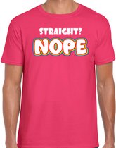 Bellatio Decorations Gay Pride shirt - straight? nope - regenboog - heren - roze XXL