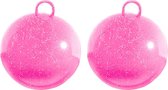 Summer Play Skippybal - 2x - glitter roze - 70 cm - buitenspeelgoed voor kinderen
