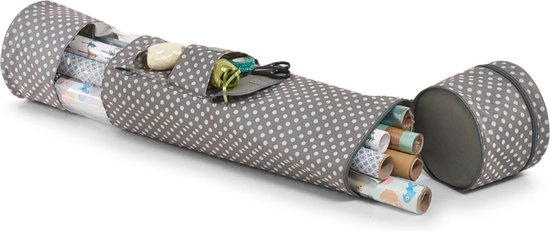 Relaxdays cadeaupapier organizer, rits, handvatten, 3 netvakken
