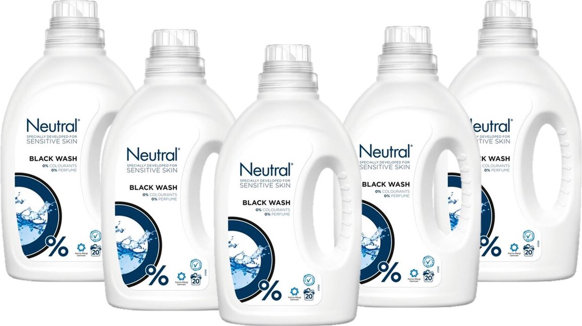 Neutral Vloeibaar Wasmiddel Zwart en Donker- 5 x 1L - Voordeelverpakking