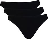 Vanilla - Dames string, Ondergoed dames, Lingerie - 3 stuks - Egyptisch katoen - Zwart - XL