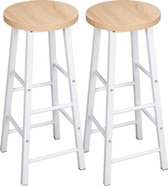 Bol.com Barkrukken - Set Van 2 - Nordic Barkruk - 2 Stuks - Luxe Barkrukken - Industrieel - Hoge Bar Krukken - Wit/bruin aanbieding
