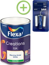 Flexa Creations - Lak Extra Mat - Morning Snow - 750 ml + Flexa Lakroller - 4 delig