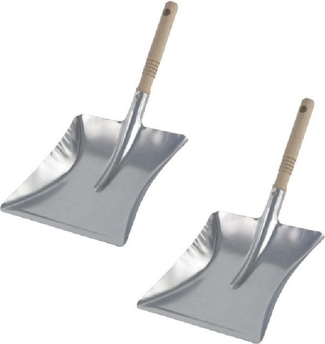 Goedkoopste 2x Stofblik van verzinkt metaal met houten steel - 23 x 21 cm - schoonmaak/huishoud artikelen