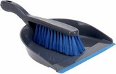 Stoffer en blik - voor binnen - kunststof - antraciet/blauw