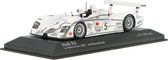 The 1:43 Diecast Modelcar of the Audi R8 , Audi Sport Japan Team Goh #5 of the 24H LeMans 2002. The drivers were Ara / Dalmas and Katoh. The manufacturer of the scalemodel is Minichamps.This model is only available online