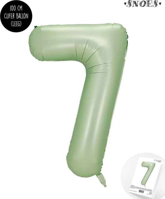 Cijfer Helium Folie Ballon XXL - 7 jaar cijfer - Olive - Groen - Satijn - Nude - 100 cm - leeftijd 7 jaar feestartikelen verjaardag