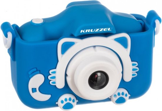 Kruzzel Digitale Camera voor Kinderen - Kleur: Blauw Kindercamera - Fotocamera voor Meisjes & Jongens - Fototoestel voor Kids - Vloggen - Speelgoedcamera - Hoge Kwaliteit - Veel Mogelijkheden & Opties & 16GB Micro SD inbegrepen - Met 5 Games