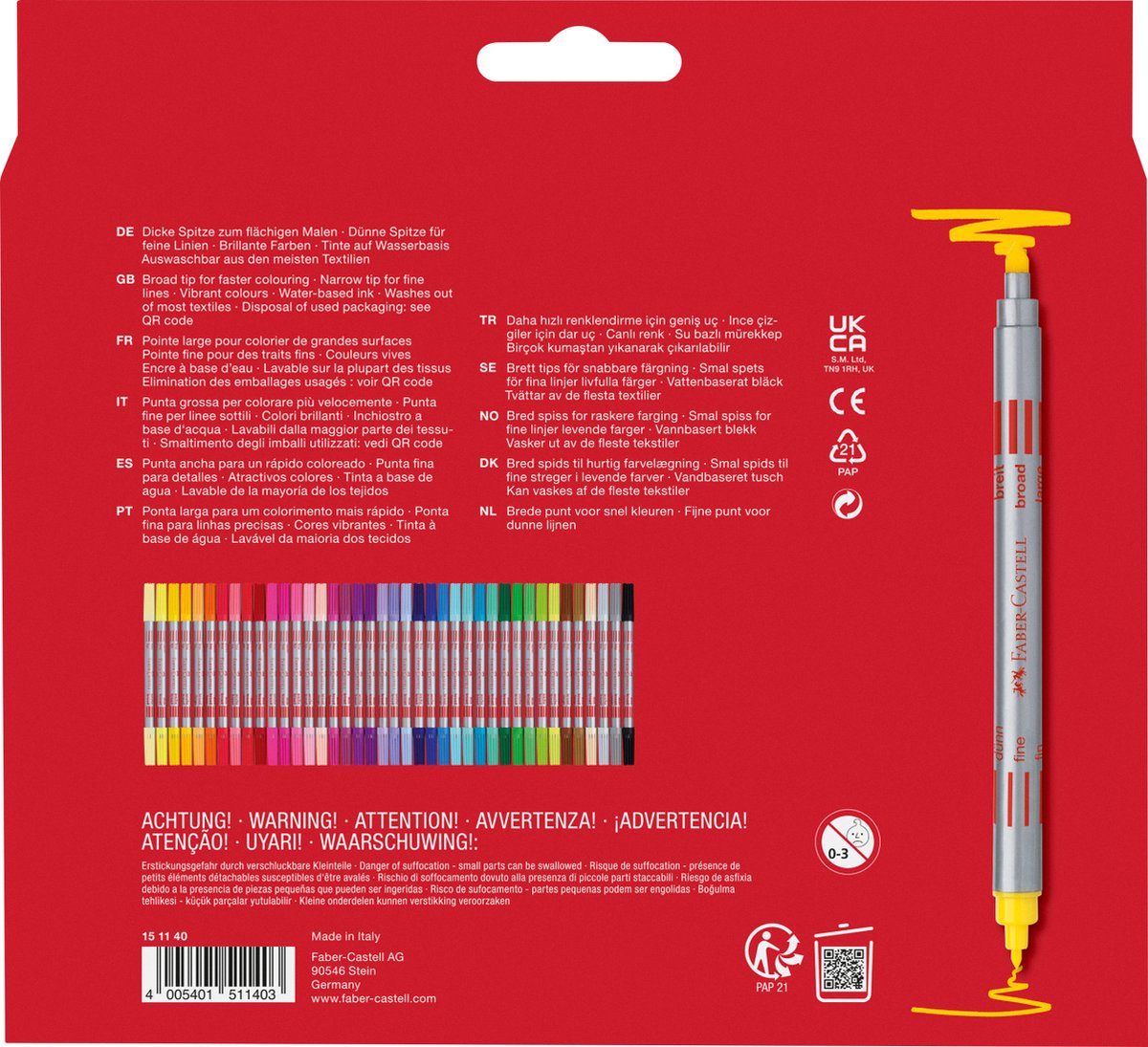 Faber-Castell viltstiften set - 2 schrijfpunten - 40 kleuren - FC-151140 — afbeelding 2