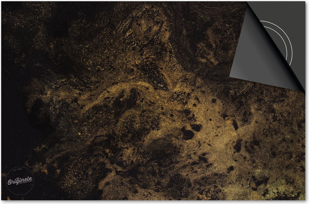 Inductie beschermer 83x51,5 - afdekplaat inductie mat - Dietrix Kookplaat beschermer - Base - Black en Gold - Marmer Goudenlook