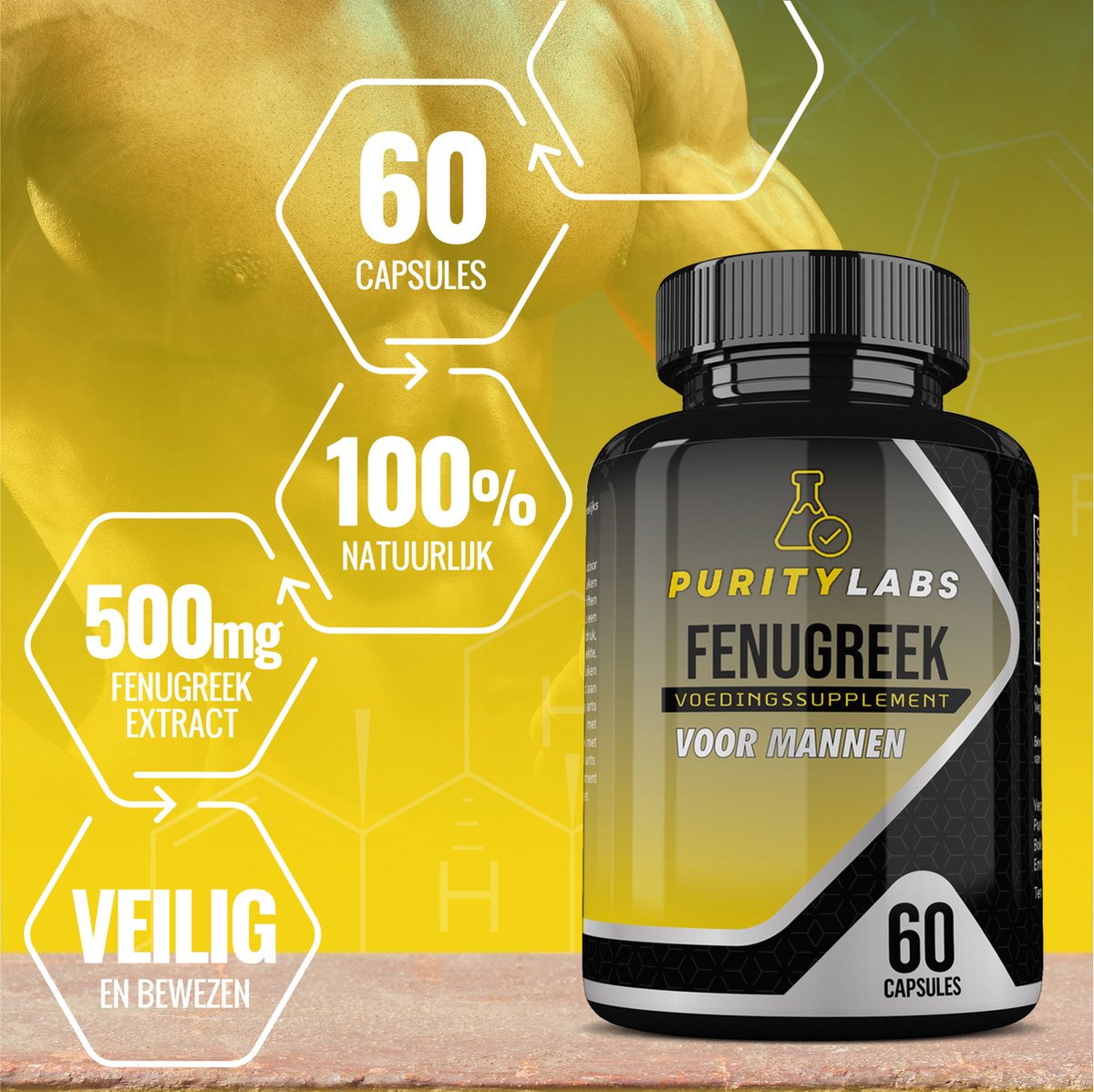 PurityLabs Fenegriek Voor Mannen 500 mg Fenugreek Testosterone