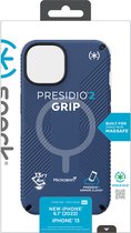 Speck hoesje geschikt voor Apple iPhone 14 - Ultieme Bescherming en Grip - Luxe Soft-touch Afwerking - Valbescherming gecertificeerd tot 4 meter - Microban Antibacterieel - Presidio2 Grip lijn - Blauw