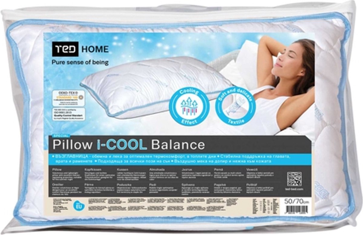 TED I-Cool Balance hoofdkussen - 50 x 70 cm | Stevig Hoofdkussen | Extra ventilatie