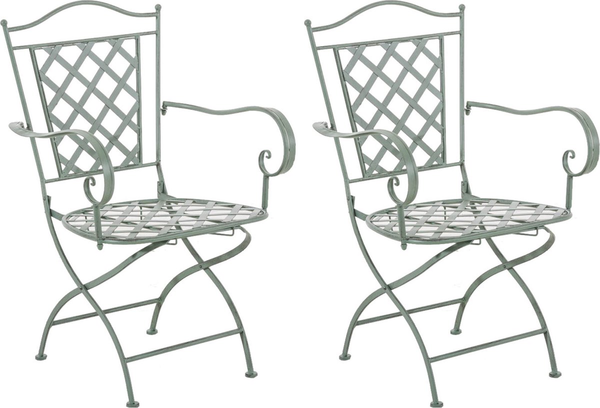 CLP Adara Set van 2 tuinstoelen - Metaal - antiek/groen
