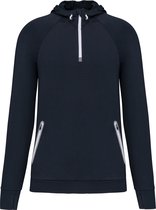 Unisex sportsweater met capuchon en driekwarts halsrits 'Proact' Navy - XL