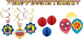Brandweerman Sam - Versier pakket - Feestartikelen - Kinderfeest - Letter slinger - Plafond swirl hangers - Honeycombs decoratie - Ballonnen.
