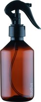 Lege Plastic Fles 250 ml PET Amber bruin - met luxe zwarte spraykop - set van 5 stuks - Navulbaar - leeg