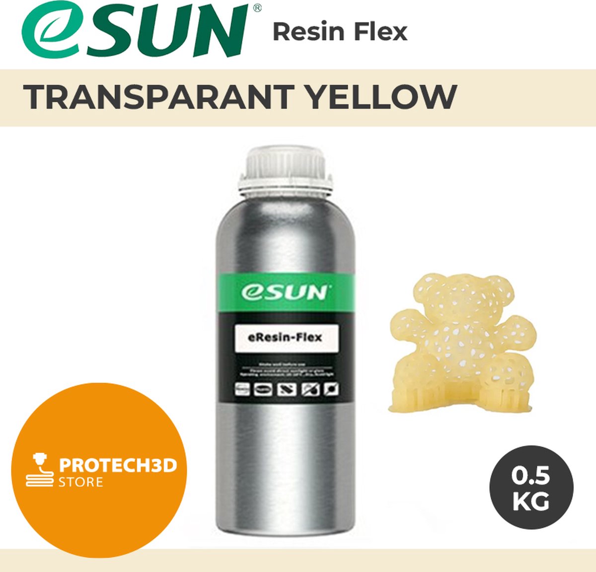 eSun - eResin - Elastic, Transparent Yellow - 0.5 kg