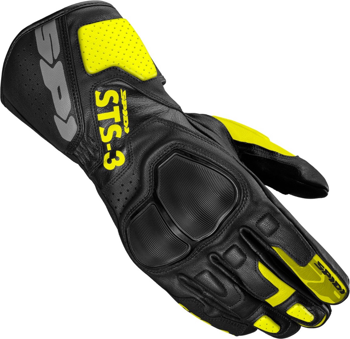 Spidi Sts-3 Black Fluo Yellow Motorcycle Gloves L - Maat L - Handschoen