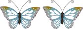 Set van 3x stuks grote lichtblauwe vlinders/muurvlinders 51 x 38 cm cm - Tuindecoratie vlinders - Tuinvlinders/muurvlinders